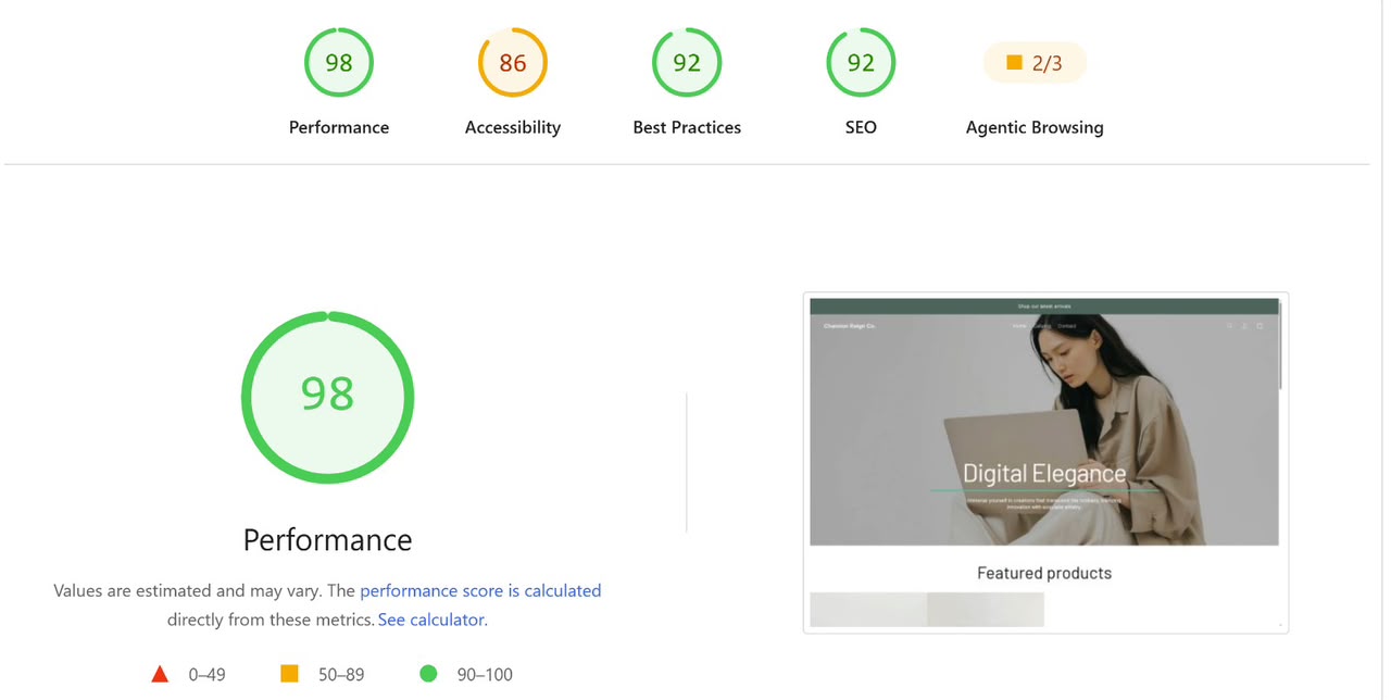 Lighthouse scores after our SEO and performance work
